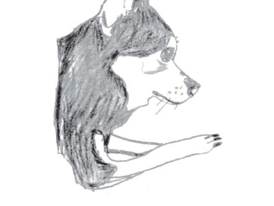 dog drawing Enrique Lanz risograph